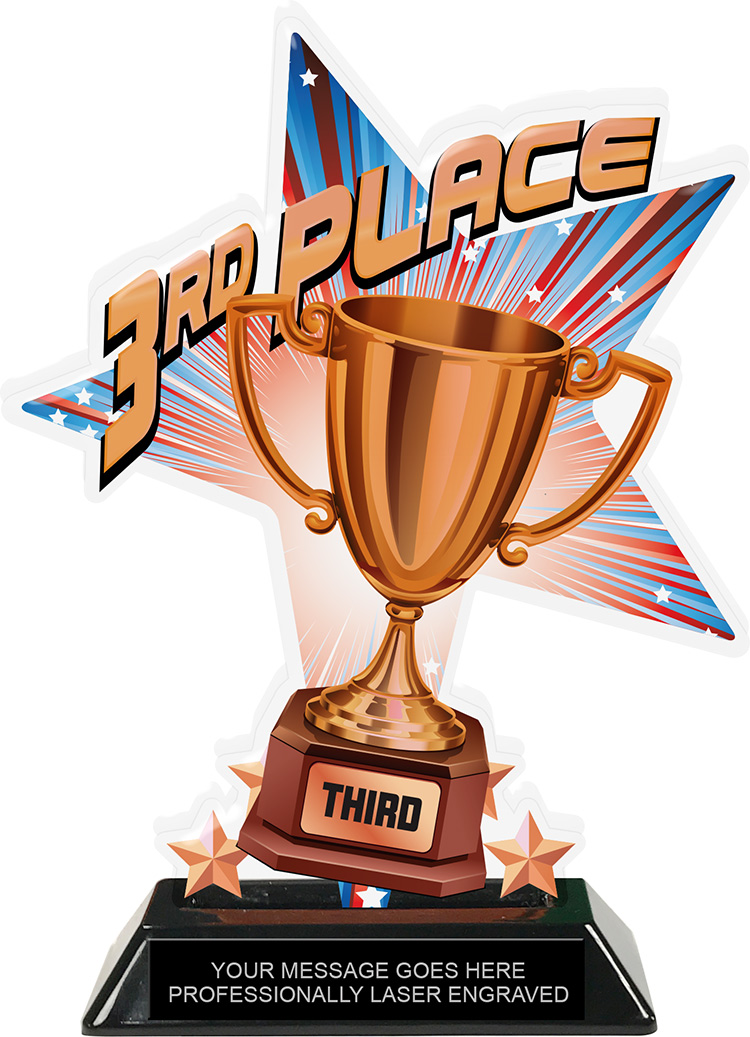 3rd Place Shattered Star Colorix Acrylic Trophy- 8.5 inch